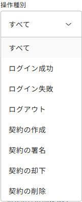 操作種別のプルダウンで選べる項目